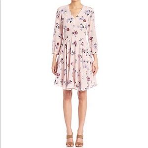 Rebecca Taylor Bellflower floral print silk knee‎ length dress size 2